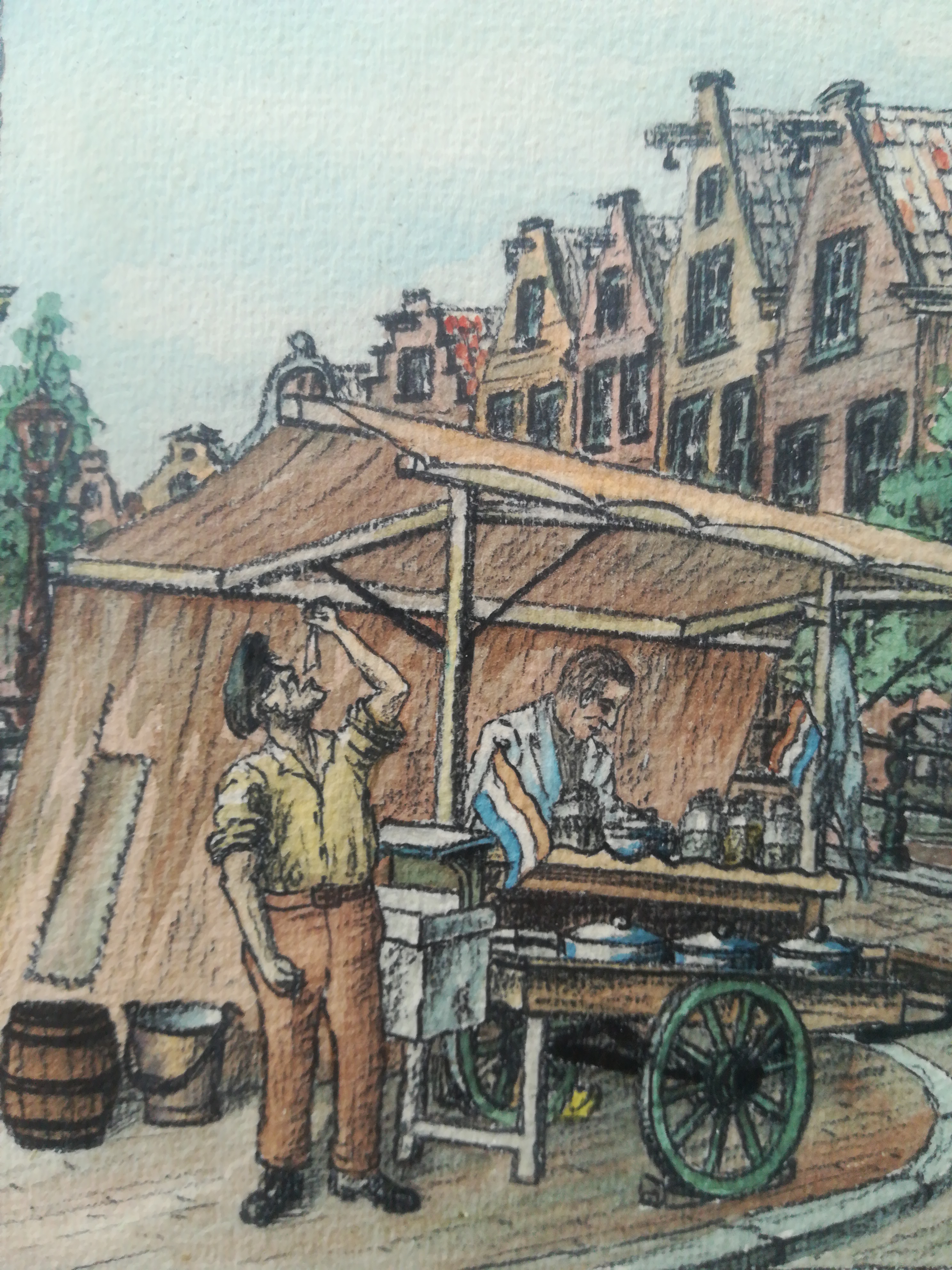 Niet of onleesbaar gesigneerd - Viskraam in Amsterdam  kopen? Bied vanaf 1!