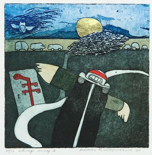 Michel van Overbeeke - Kleurenets met bladgoud "Always Away I" kopen? Bied vanaf 25!