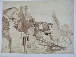 Niet of onleesbaar gesigneerd - 13 Tekeningen Landschap div. kunstenaars kopen? Bied vanaf 1!
