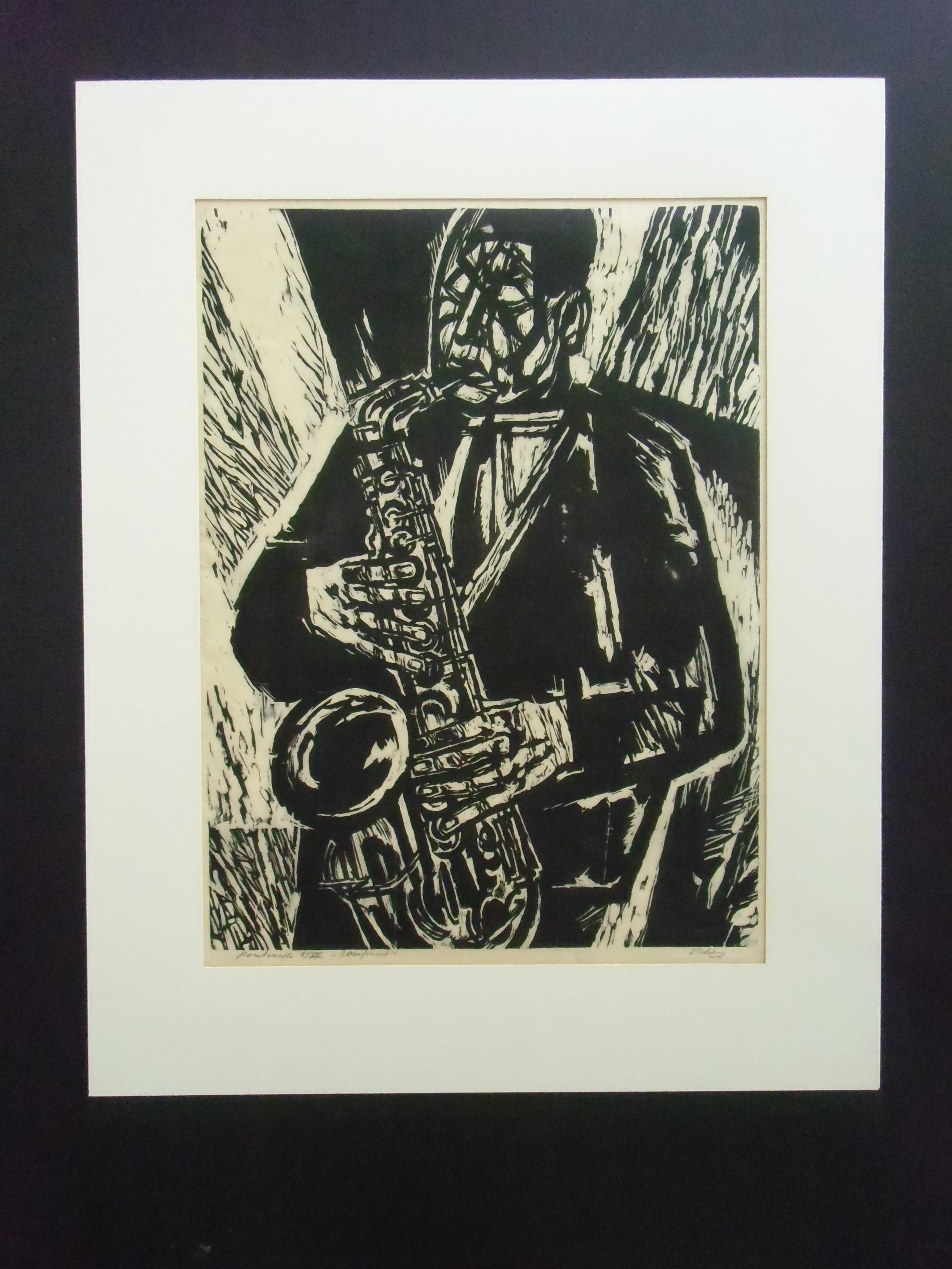 Toon Kelder - SAXOFONIST /// HOUTSNEDE VAN TOON KELDER verkocht voor € 90!