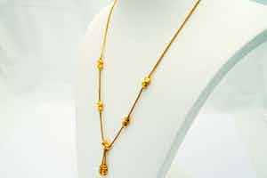 2524 - Stijlvol 18 karaats geel-gouden dames Dokiya "balletjes" halssieraad. verkocht voor € 220!