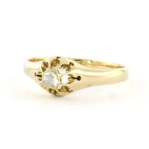 14k geelgouden ring met roos geslepen diamant tot. 0.05ct – G/H - SI kopen? Bied vanaf 240!