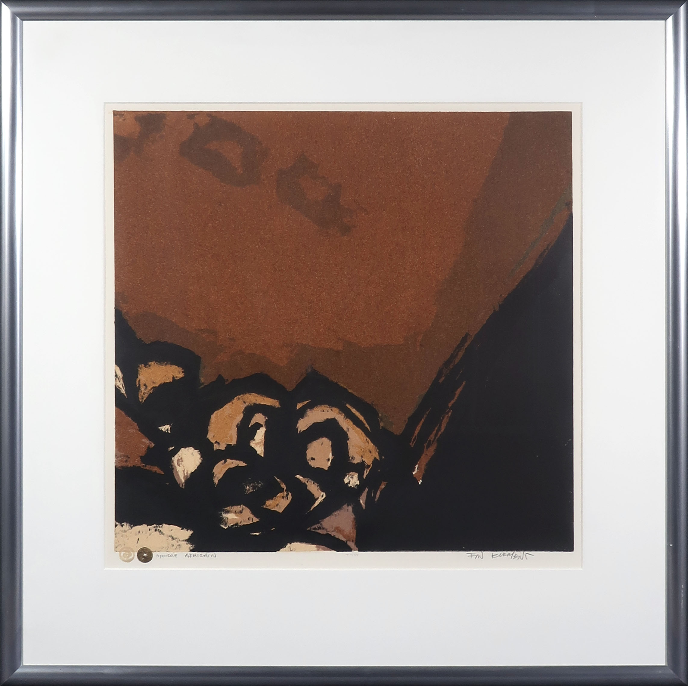 Fon Klement - Boardsnede, Sphere Africain - Ingelijst verkocht voor € 70!