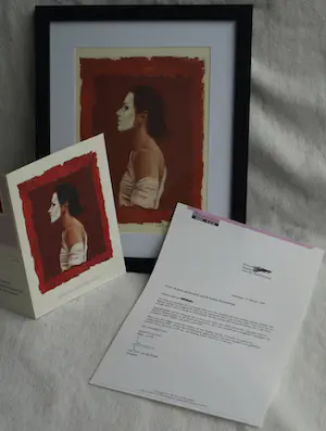 Ans Markus - Ingelijste prent, Portret met wit masker + herkomstgegevens – 1998 kopen? Bied vanaf 1!