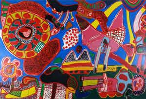 Corneille - Le Jardin des Delices - ingelijst - zeer zeer groot verkocht voor € 1!