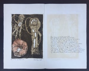 Jan Montyn - ets uit 1964 'Image of Dylan Thomas'+ handgeschreven gedicht - oplage 7 ex. kopen? Bied vanaf 115!