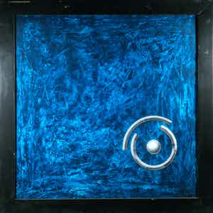 Jan Bollaert - Gemengde techniek op board, Cirkel blauw (Zeer Groot) verkocht voor € 1!