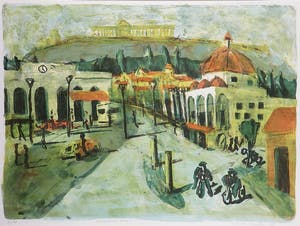 Jeroen Hermkens - Litho, Monastiraki Athene - Ingelijst kopen? Bied vanaf 50!