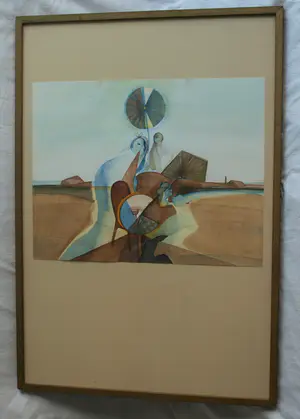 Edwin Engels - Ingelijste aquarel , Landschap – 1975 – Lijst, 97 x 68 cm. kopen? Bied vanaf 60!