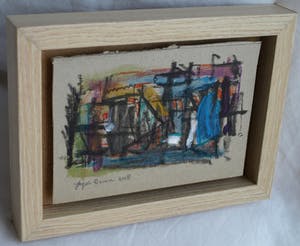 Jasper Banen - Acrylverf, pastel, potlood en pen op karton , “Haven” - ingelijst – 2018 kopen? Bied vanaf 10!