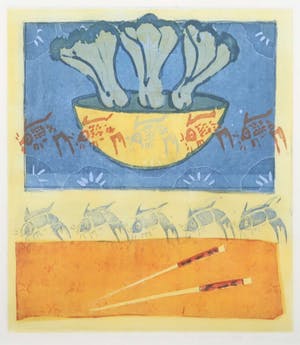 Lukie de Bree - Zeefdruk, Shanghai Paksoi - Ingelijst kopen? Bied vanaf 35!