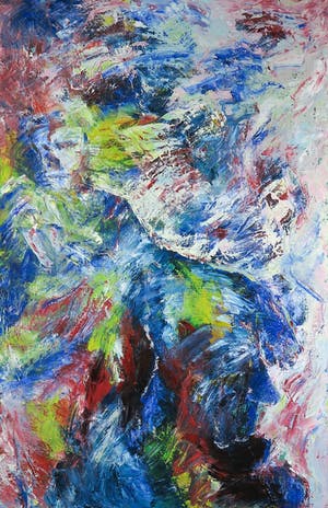 Niet of onleesbaar gesigneerd - Olieverf op doek, Abstracte compositie met vrouwfiguur - Ingelijst kopen? Bied vanaf 1!