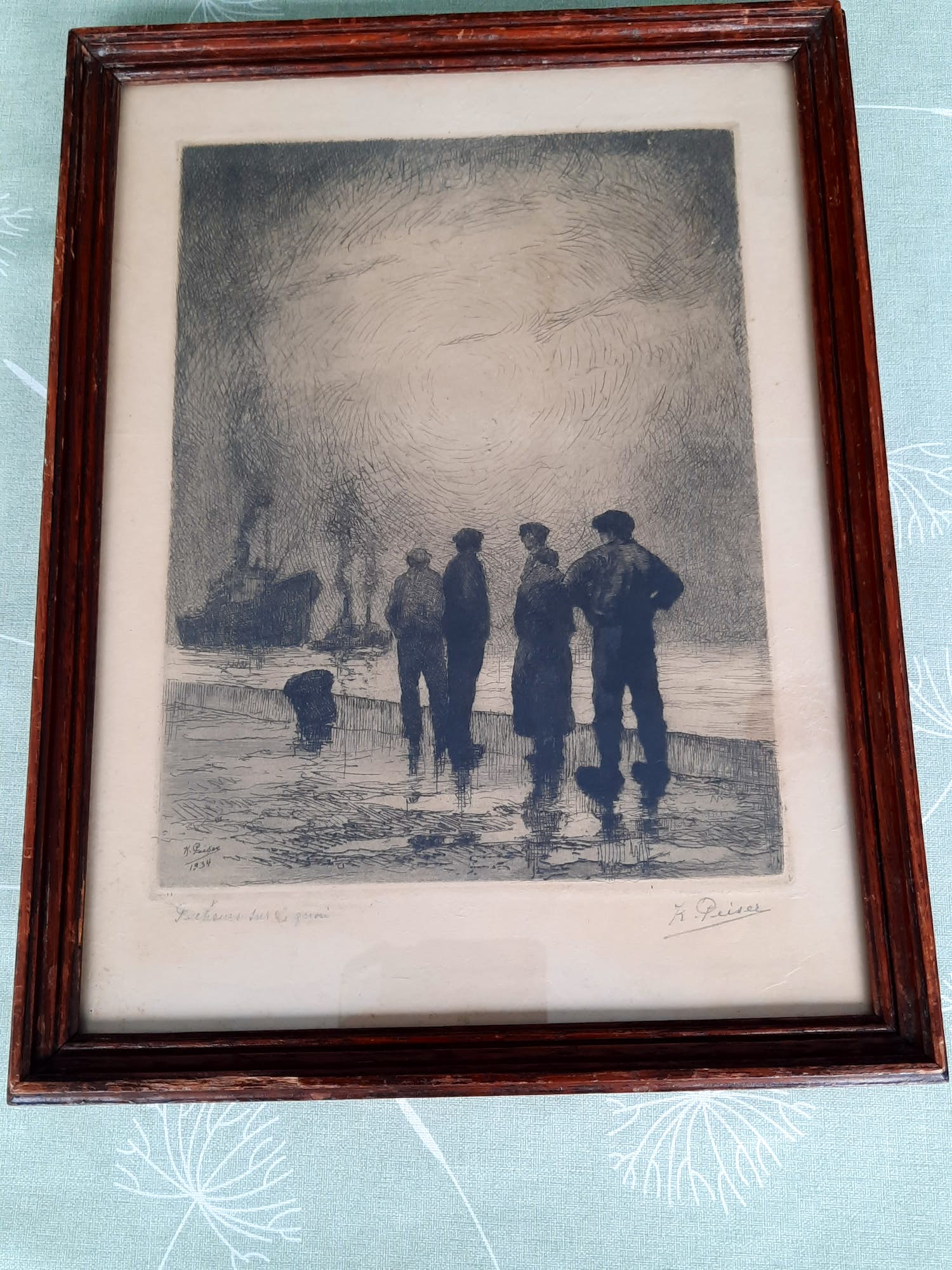 Kurt Peiser - Pêcheurs sur le quai verkocht voor € 85!