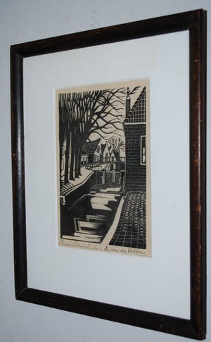 Andre van der Vossen - sluis Monnikendam - houtsnede kopen? Bied vanaf 40!