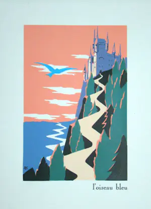 Achille Kas - De Blauwe Vogel - 1932 - Originele lithografie - Aquareltechniek - Gesigneerd kopen? Bied vanaf 100!