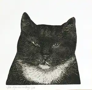 Arja van den Berg - Ets, Kat verkocht voor € 40!
