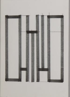 Siep van den Berg - Lot van twee pentekeningen, Geometrisch abstracte compositie - Ingelijst kopen? Bied vanaf 35!
