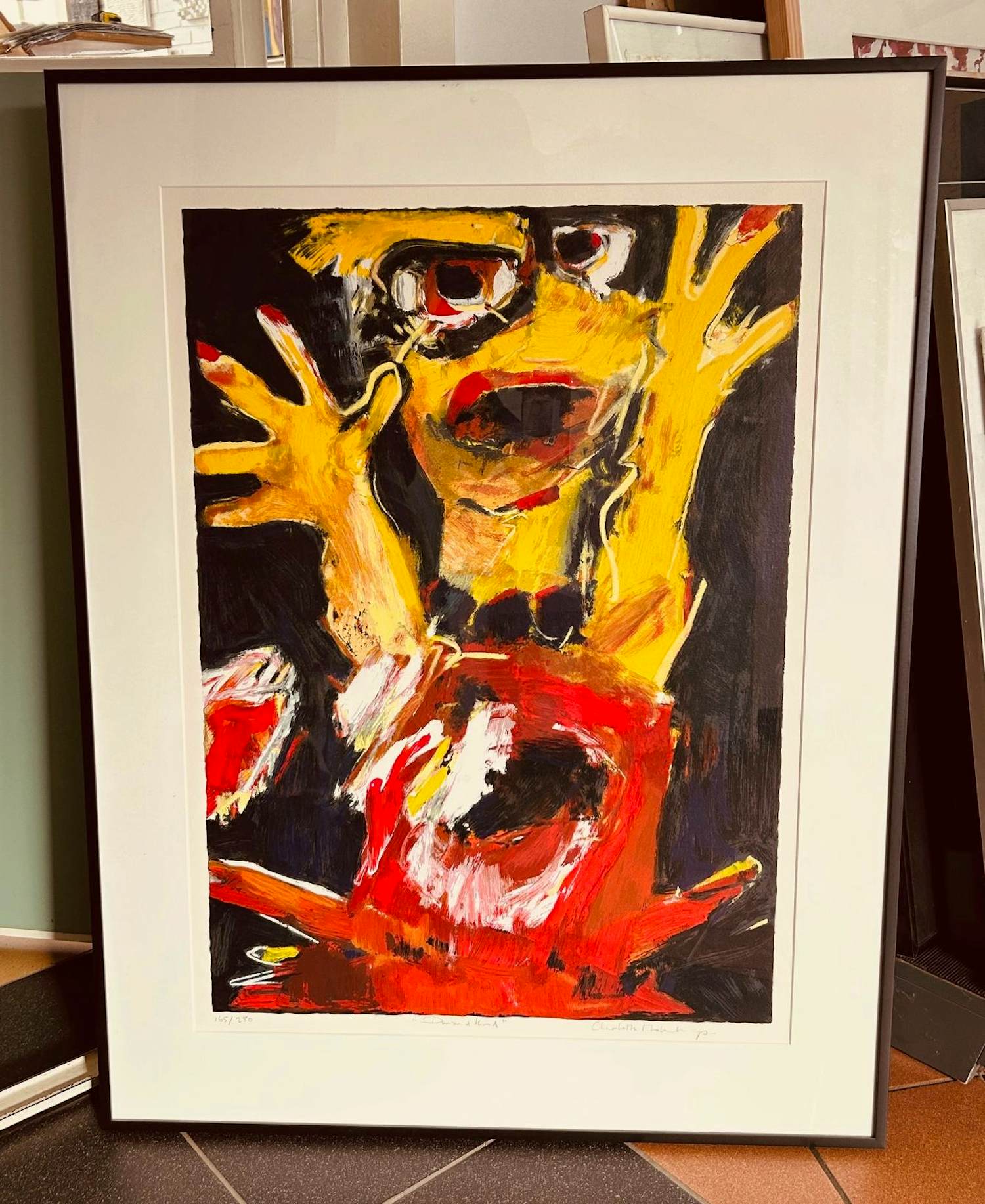Charlotte Molenkamp - 'Dansend kind' met lijst! verkocht voor € 125!