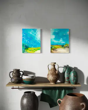 Eugène Eechaut - Wunderschönes Paar abstrakter Aquarelle / Ausstellung Galerie Pfeiffer Brüssel kopen? Bied vanaf 80!