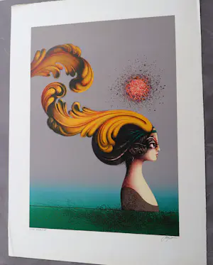 Pierre Henri Jacquot - Grote surrealistische kleuren zeefdruk "Amphitrite" beperkte oplage kopen? Bied vanaf 39!