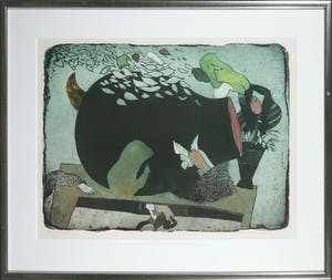 Michel van Overbeeke - Kleurenets met bladgoud, On the table - Ingelijst kopen? Bied vanaf 50!