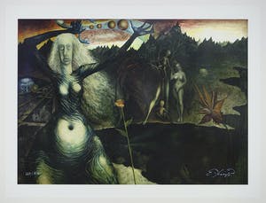 Ernst Fuchs - Gertrude Baschnegger vor dem Lebensbaum - gesigneerde giclee, 2012 kopen? Bied vanaf 40!