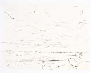 Willem den Ouden - Litho op Japans papier met tekstfragment van Nescio, 5 mei / Landschap verkocht voor € 70!