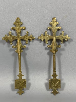 Dogon - two old Ethiopisch priest handcrosses - Ethiopia kopen? Bied vanaf 50!
