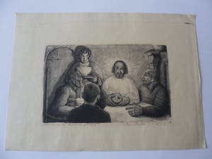Jan Strube - Litho Titel. Christus en de Emmaüsgangers. kopen? Bied vanaf 40!