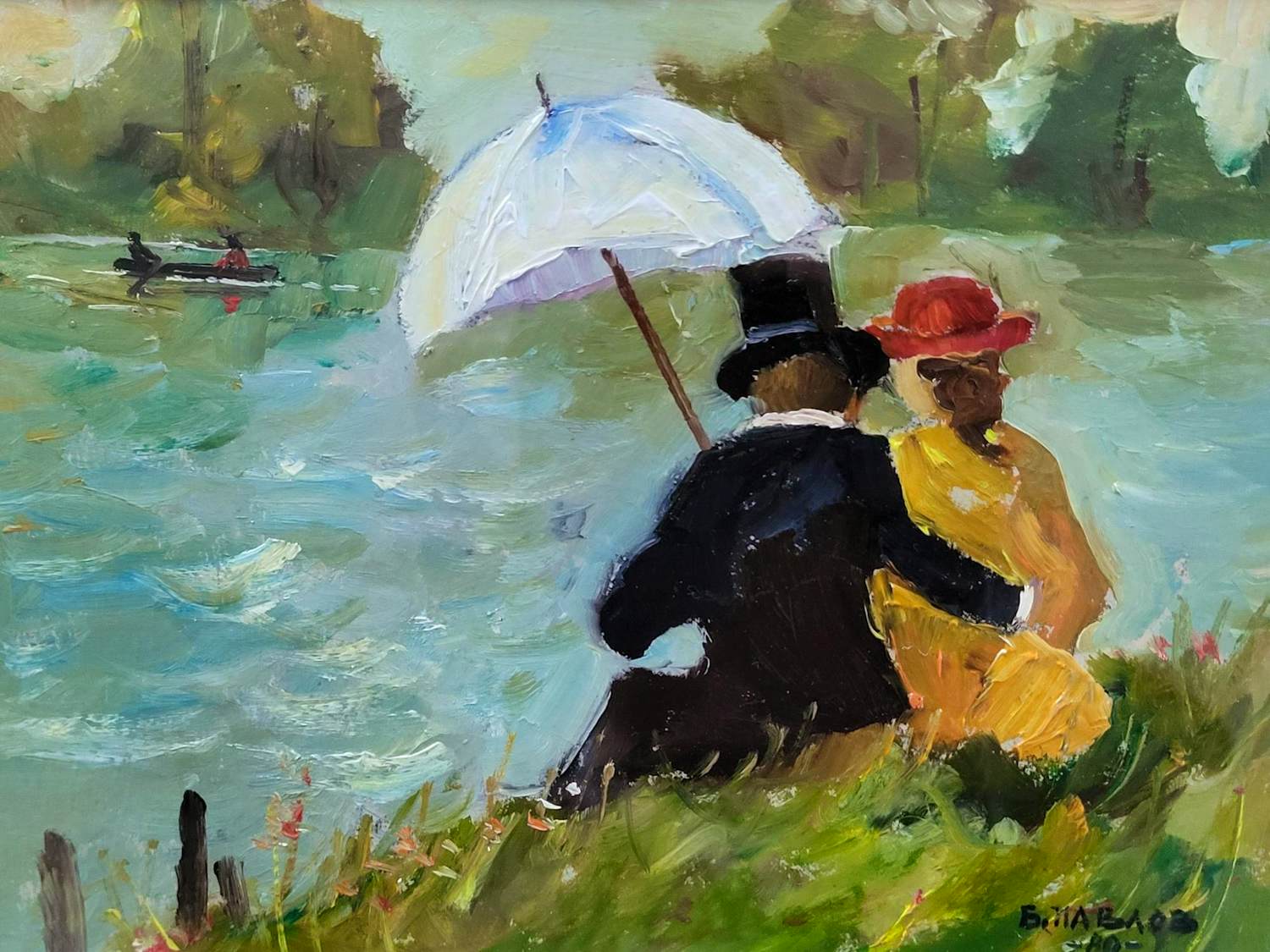 Boris Pavlov - Verliefd stel aan het water. kopen? Bied vanaf 125!