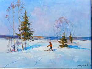 Niet of onleesbaar gesigneerd - Russisch sneeuwlandschap A. Markov verkocht voor € 1!