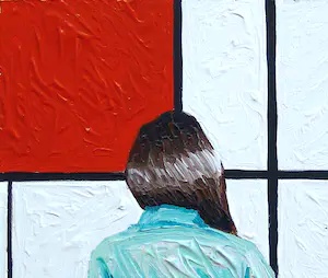 Gerard Boersma - Compositie B (Vrouw kijkend naar schilderij van Piet Mondriaan) kopen? Bied vanaf 75!