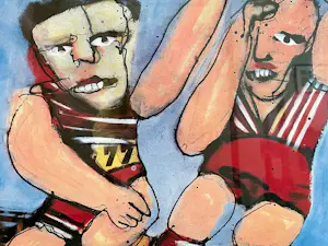 Herman Brood - "Voetballers" - Orginele zeefdruk Nr. 84 - nieuwe ingelijst kopen? Bied vanaf 300!