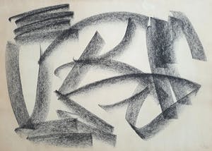 Andre van der Vossen - Abstracte compositie, tekening met pastelkrijt kopen? Bied vanaf 95!