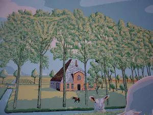 Marcus van Hoorn - Zeefdruk, Titel, "Hollandse Pyramide". kopen? Bied vanaf 30!