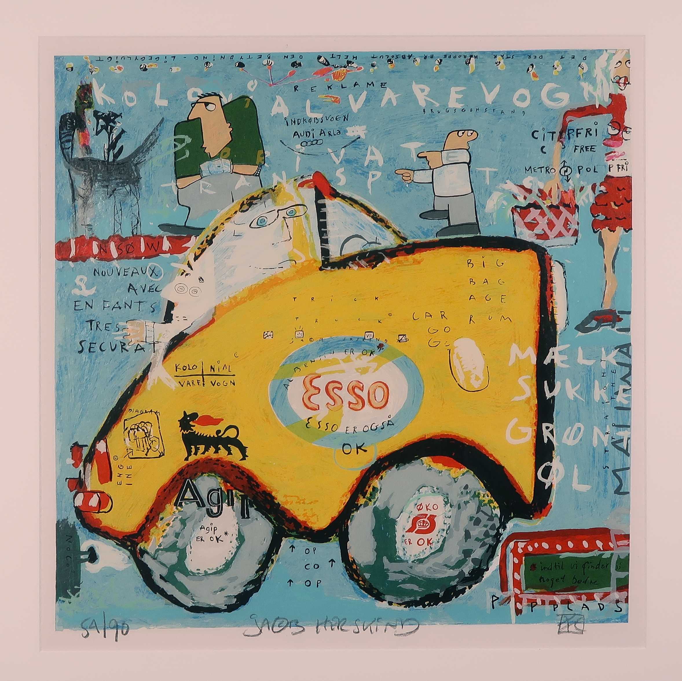 Jacob Herskind - Zeefdruk, Esso - Ingelijst kopen? Bied vanaf 50!