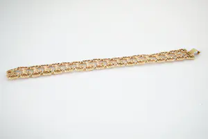 03- Aparte 18 karaats geel-gouden gefaseerd afgewerkte dames schakel amband kopen? Bied vanaf 960!