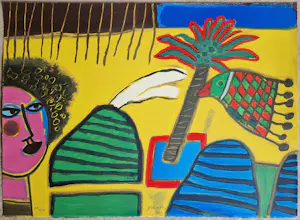 Corneille - Lithograph: 'L'oiseau multicolore' (2003). kopen? Bied vanaf 280!