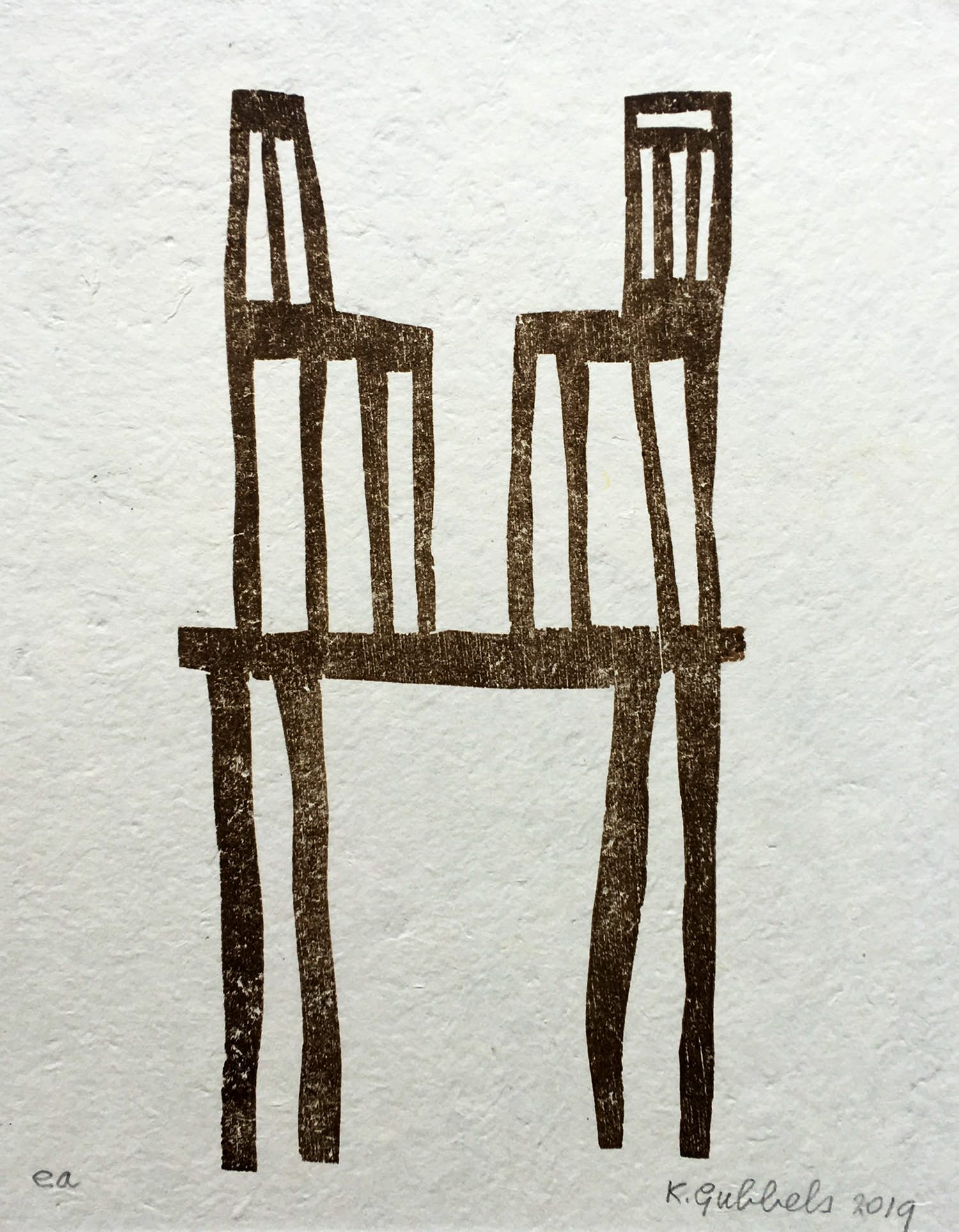 Klaas Gubbels - ‘aan Cezanne’ - houtdruk - 2019 verkocht voor € 265!