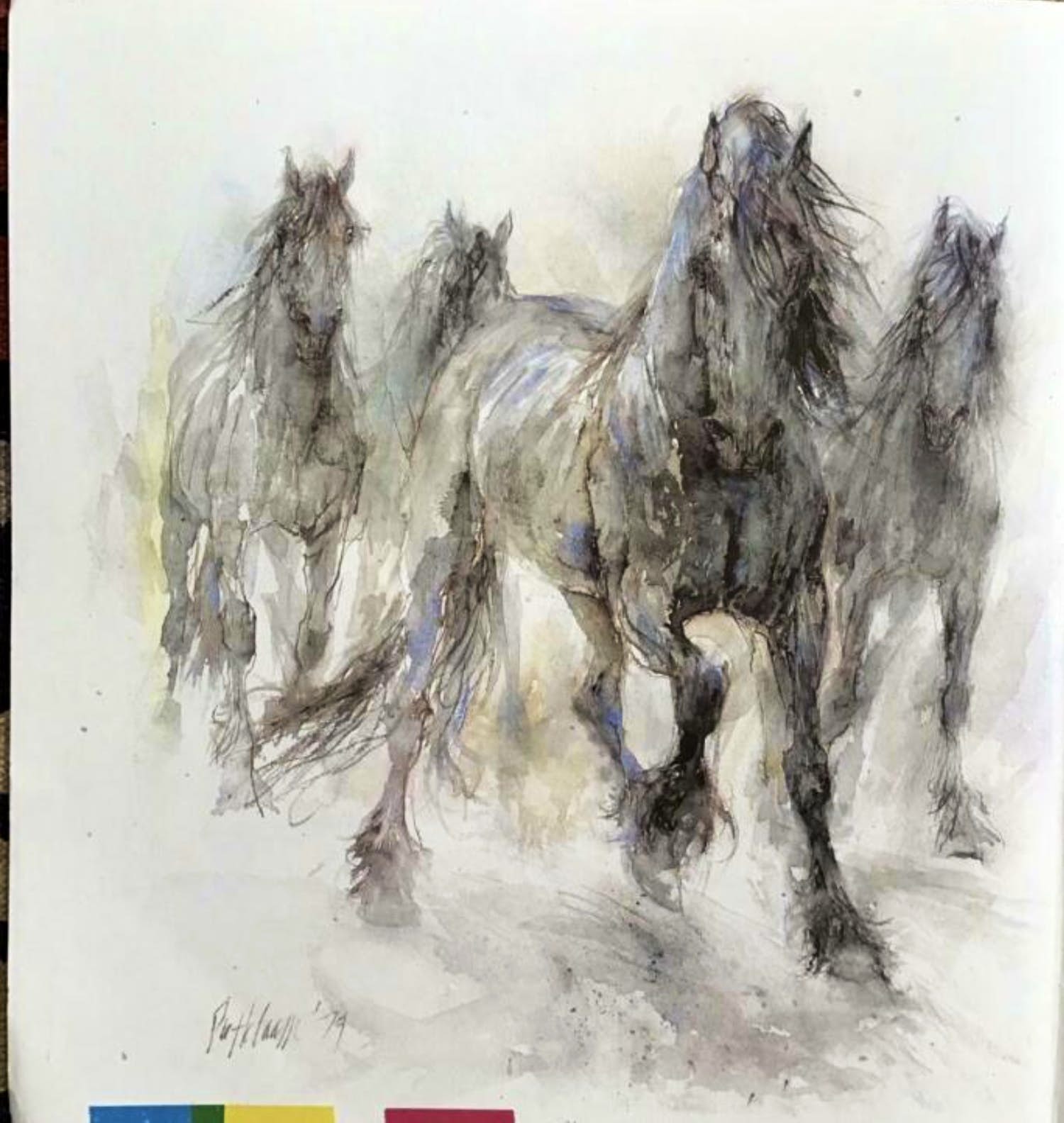 Piet Klaasse - Paarden, proefdrukken offsetlitho, 2-zijdig bedrukt, gesigneerd in druk kopen? Bied vanaf 25!