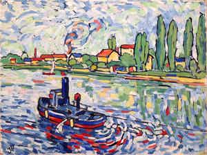 Jan Willem Versteeg - Tugboat on the Seine verkocht voor € 85!