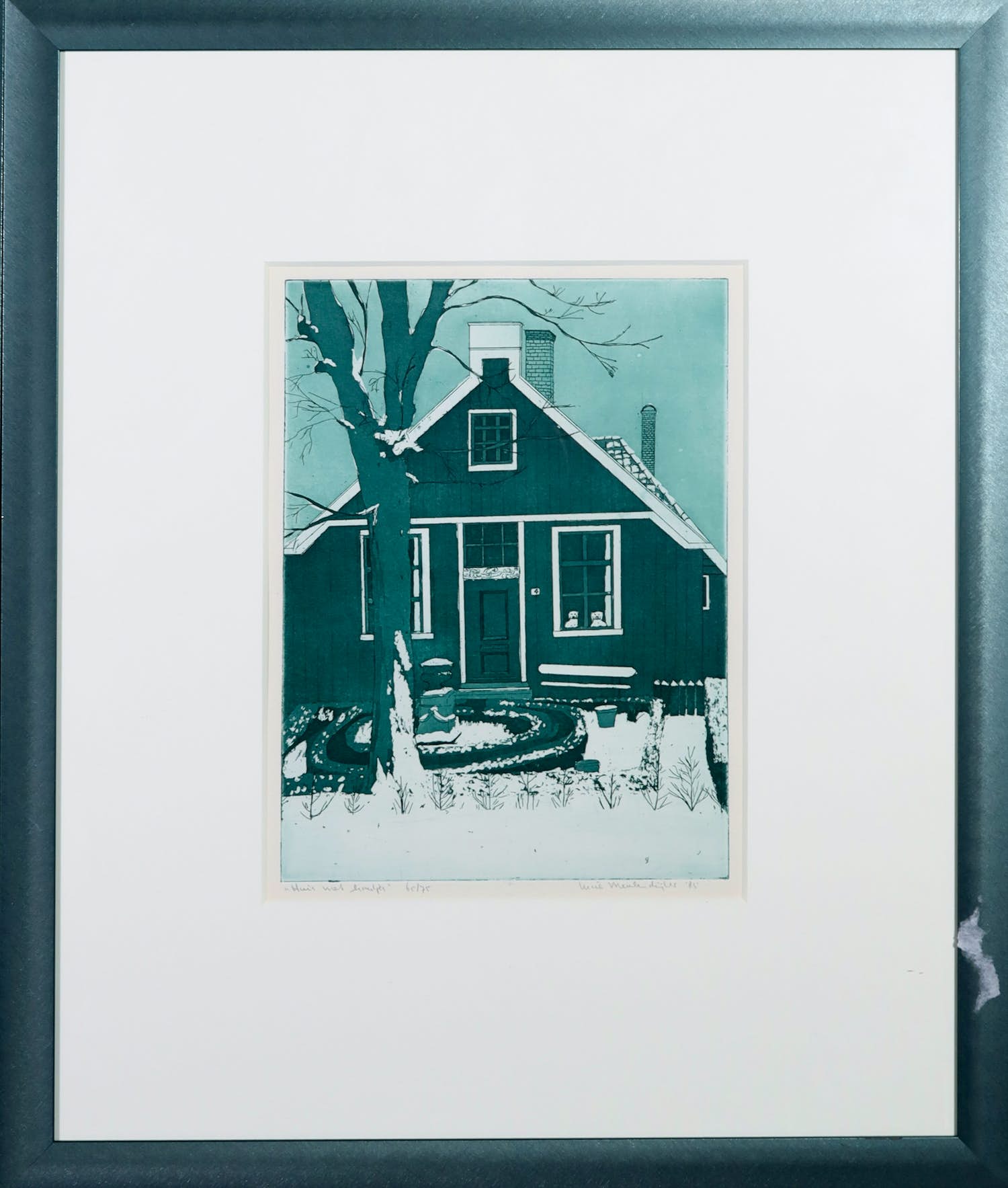Lucie Meulendijks - Ets en aquatint, Huis met hondjes verkocht voor € 35!