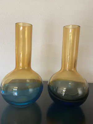 Royal Leerdam - Geel/ blauwe vazen kopen? Bied vanaf 50!