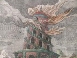 Georg Balthasar Probst - Zicht op de brandende toren van Alexandrië in Egypte kopen? Bied vanaf 75!