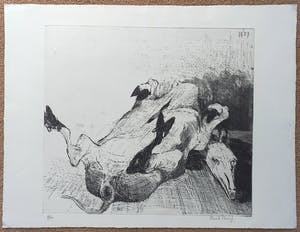 Henk Huig - Overleden dier, aquatint ets kopen? Bied vanaf 35!
