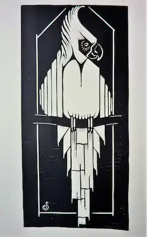 Jan Schonk - Houtsnede Kaketoe 1927 verkauft für € 45!