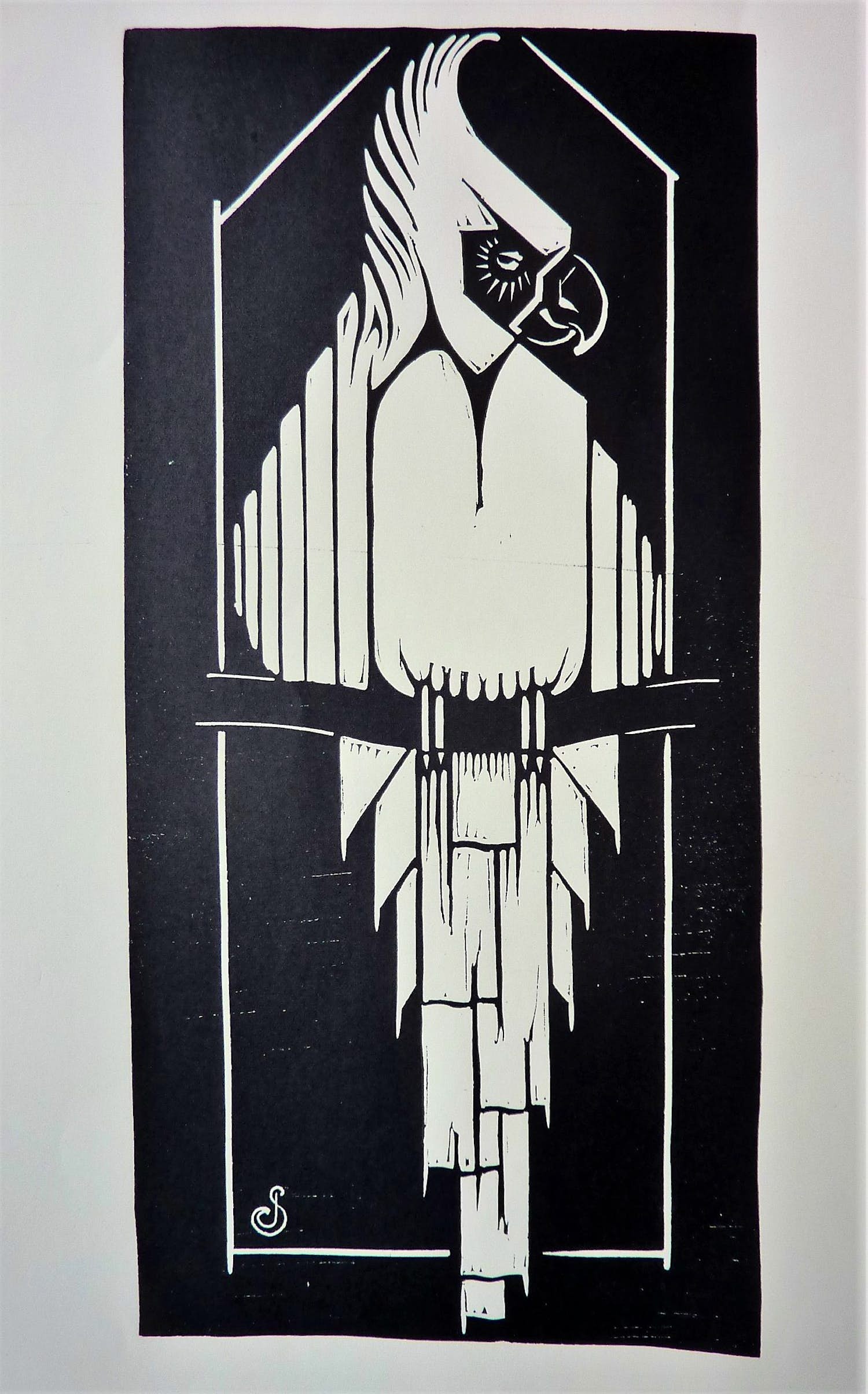 Jan Schonk - Houtsnede Kaketoe 1927 kopen? Bied vanaf 45!