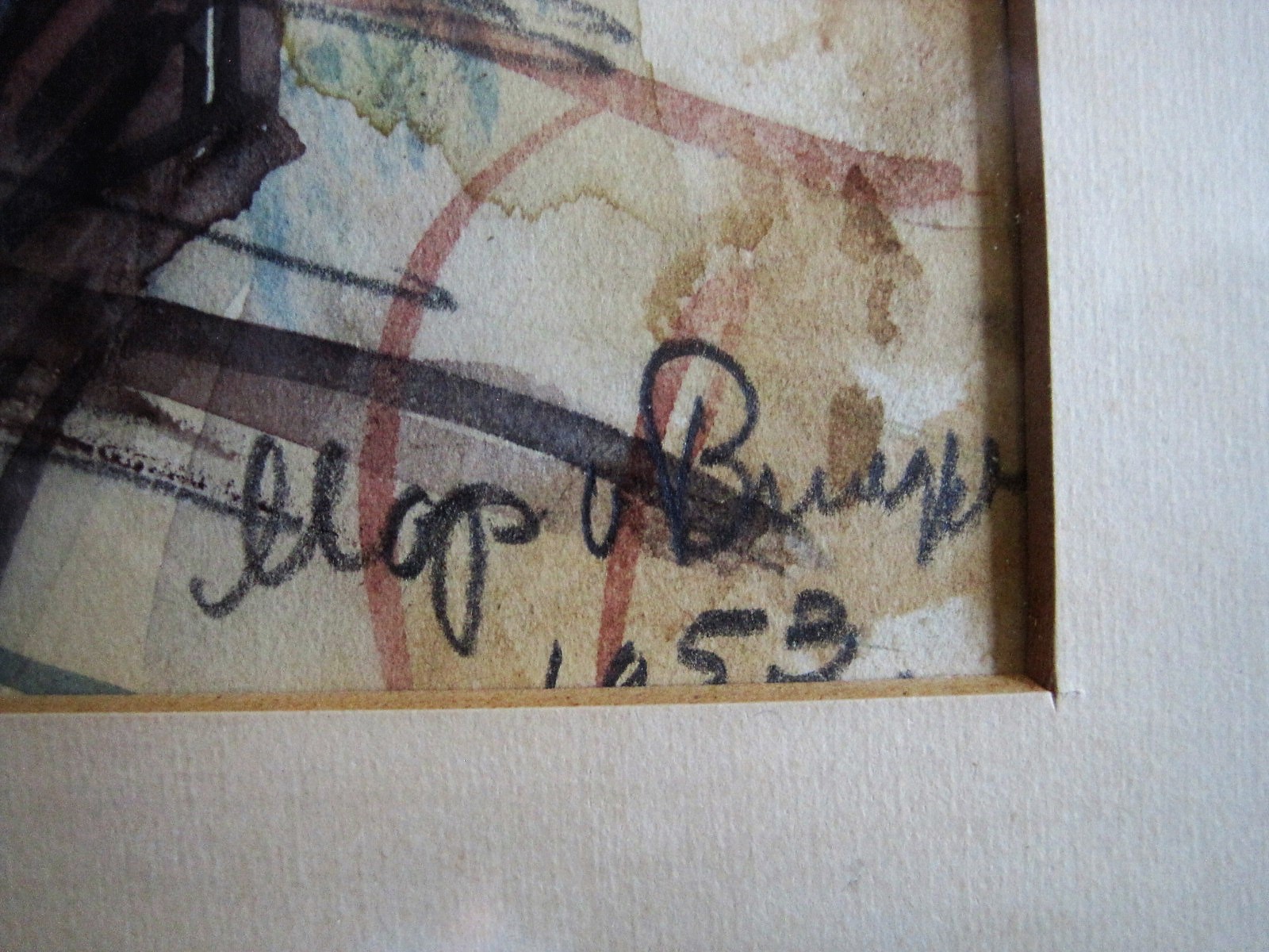 Niet of onleesbaar gesigneerd - gesigneerde ca. 1950 Aquarel "Muziektent"  kopen? Bied vanaf 1!