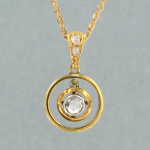18k geel gouden collier met hanger bezet met roos diamant tot. 0.15ct kopen? Bied vanaf 200!