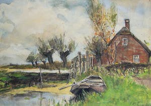 Gerardus Johannes Roermeester - aquarel - 'Hollands Landschap' kopen? Bied vanaf 75!
